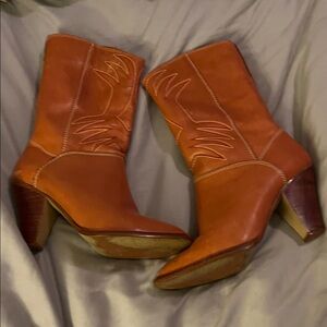 Chic Orange Heeled Boots for Women